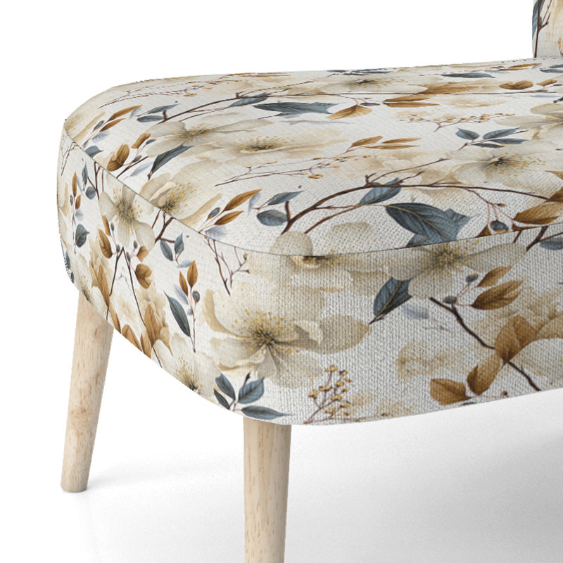 Harmony of White and Blue Poppies - Chaise d'appoint rembourrée de style campagnard, chaise d'appoint rustique à motif floral