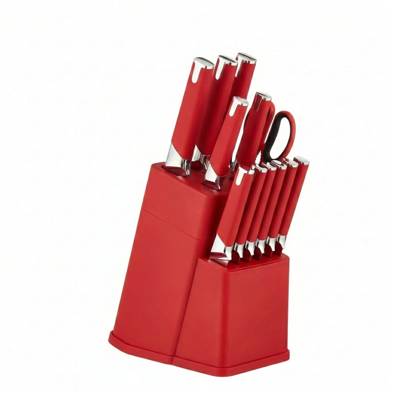 Ensemble de couteaux de cuisine en acier inoxydable 13 pièces Modern, Rouge