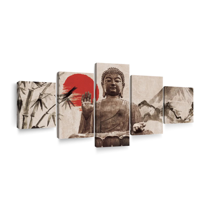 Bouddha délavé à l'encre, reproduction d'art sur toile, H 12 po x l 29 po
