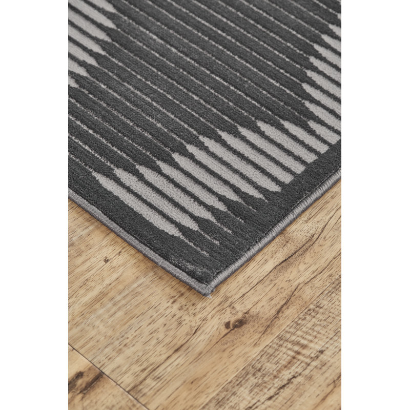 Aashika Geometric Charcoal/Gray Area Rug, Rectangle 8' x 11'