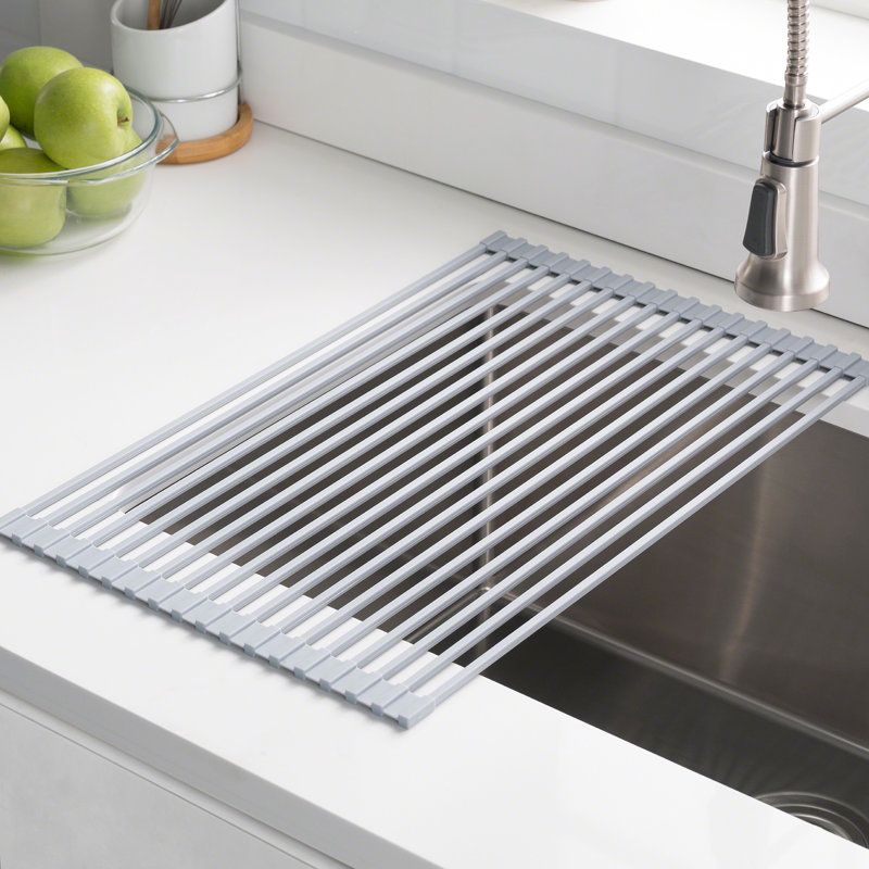 20.5-inch Gray Stainless Steel Foldable Over-Sink Dish Drying Rack
