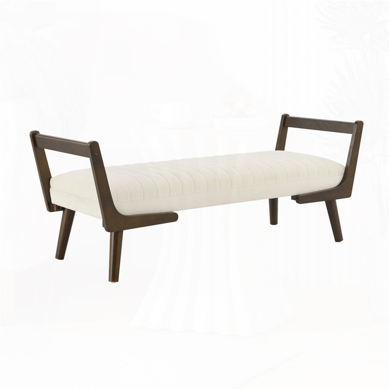 52" Upholstered Bench, Beige Chenille