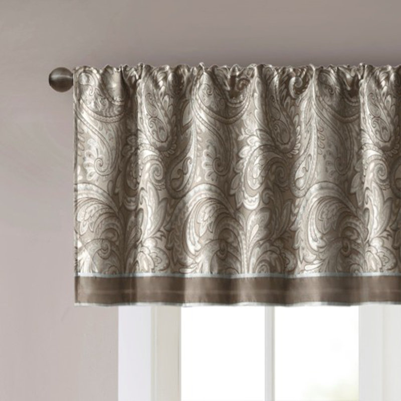 Cantonnière jacquard 50 x 18 po, Bleu/brun
