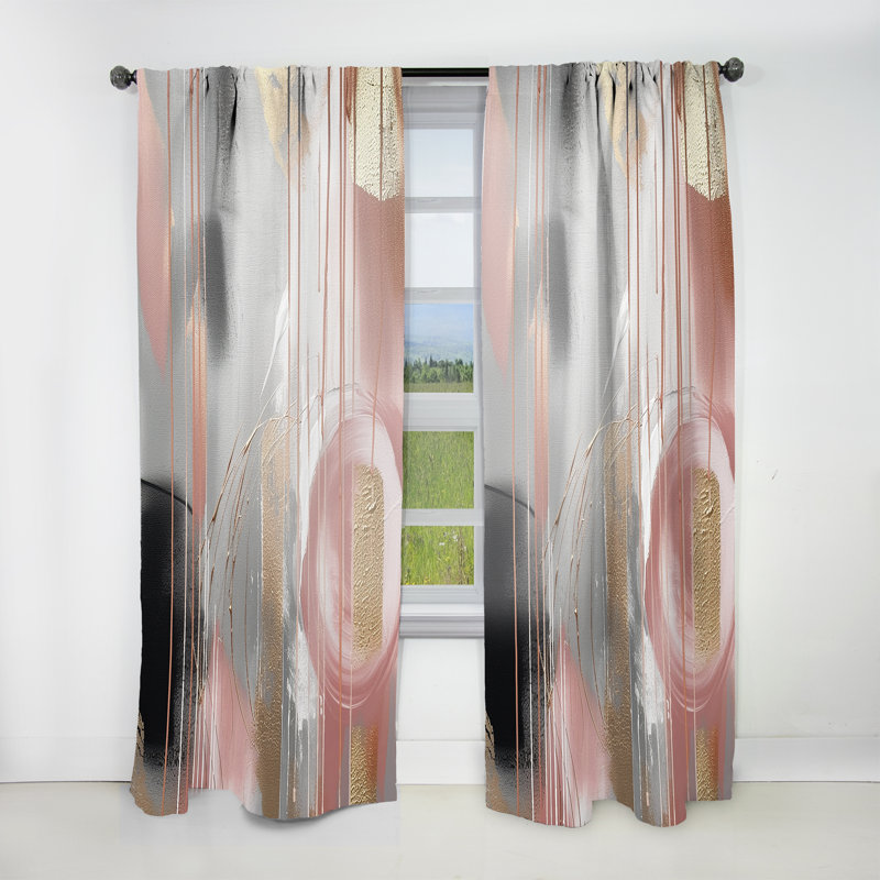 Sarahi - Complexe cercle doré rose - Rideau de formes modernes - Velours obscurcissant - 1 panneau, L 52 po x L 90 po
