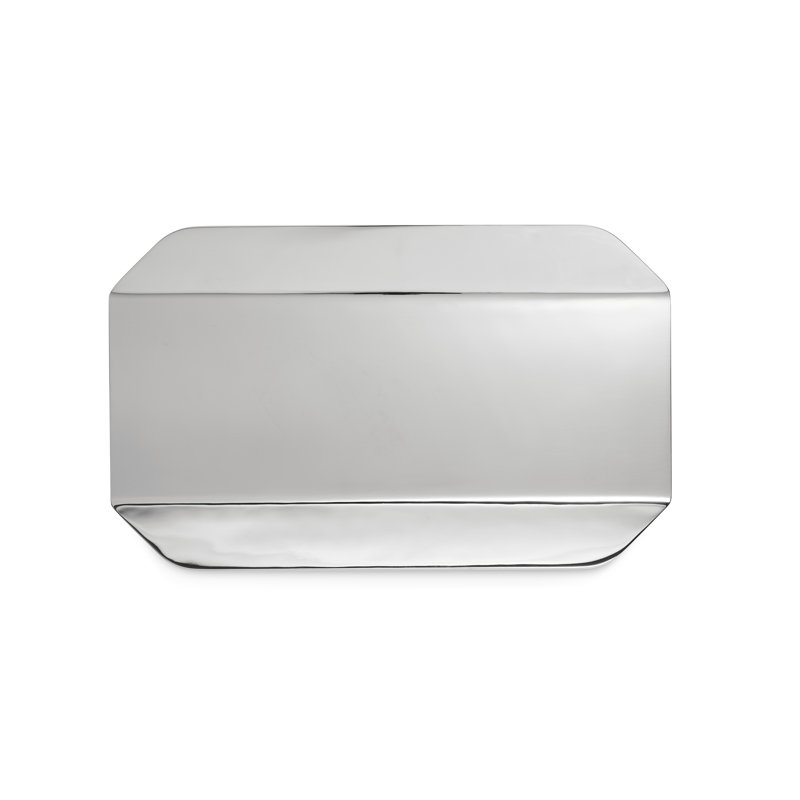 Twofold Stainless Steel Decorative Tray, Stainless, 1" H x 14" W x 9" D