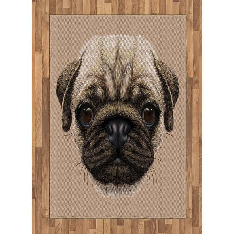 Pug High Density Long Fiber Poly Threads Decorative Area Rug Carpet, Rectangle 4' x 5'8"