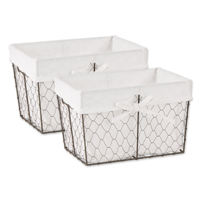 Ensemble de paniers en fil métallique, Blanc