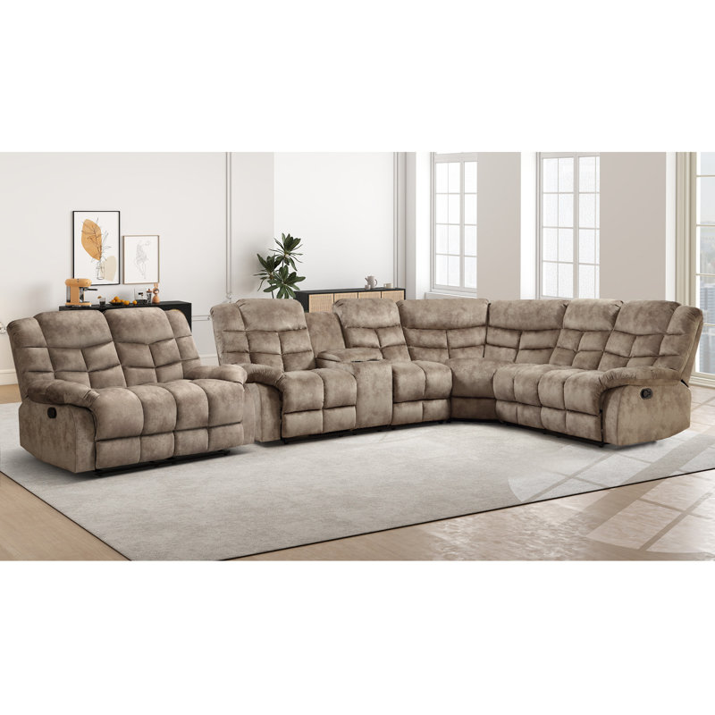 2-Piece Modern And Upholstered Soft Manual Reclining Living Room Set, Brown