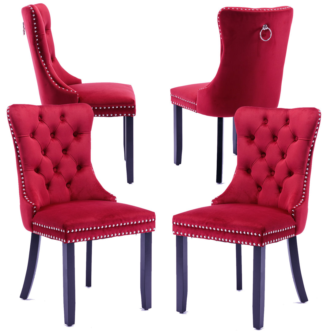 Kiliam Tufted Upholstered Back Side Chair Dining Chair (Set of 4) Rosdorf Park Leg 