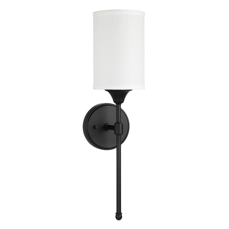 Wall Sconce Lighting, Vintage 1 Light Bathroom Sconce Vanity Light With Fabric Shade, Matte Black