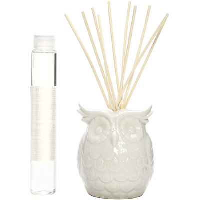 Hosley Aromatherapy Vanilla Diffuser Oil with Ceramic Owl Farmhouse Bottle and Reed Sticks All in One 110 Milliliter Ideal Gift for Weddings Spa Reiki Meditation Bathroom.