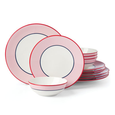 Make It Pop 12pc Dinnerware Set, Green/Pink