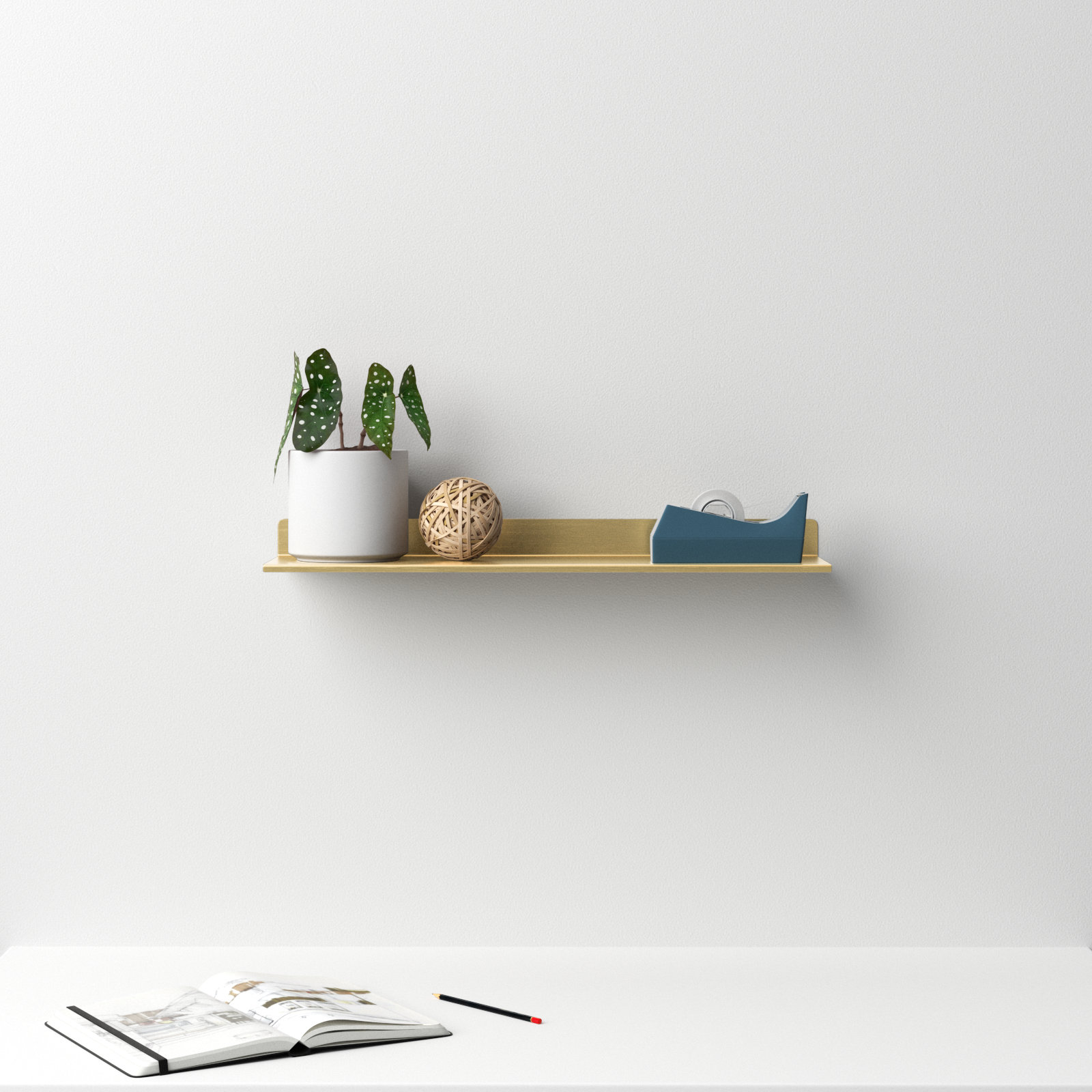 Maja Display Floating Shelf, 2" H x 24" W x 6" D, Gold