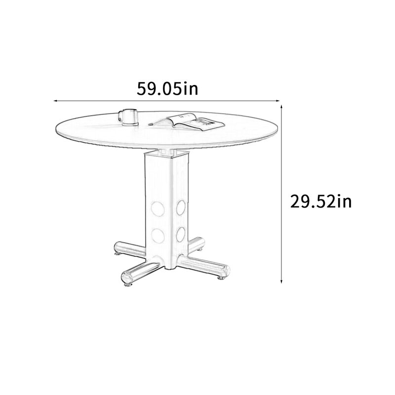 Table de salle à manger Vintage, H 29,52 po x L 59,05 po x l 59,05 po
