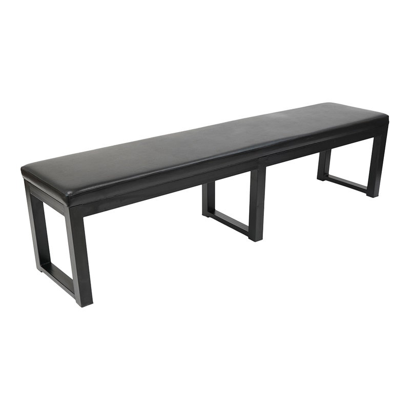 Indoor Black Metal Waiting Bench w/ Padded Vinyl Seat, 60" W