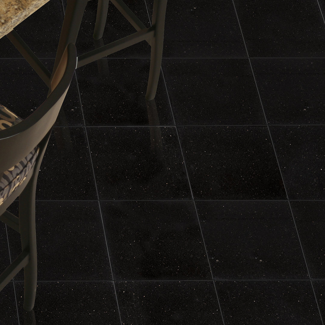 Black Galaxy 12 in. x 12 in. Polished Granite Floor and Wall Tile Ackland