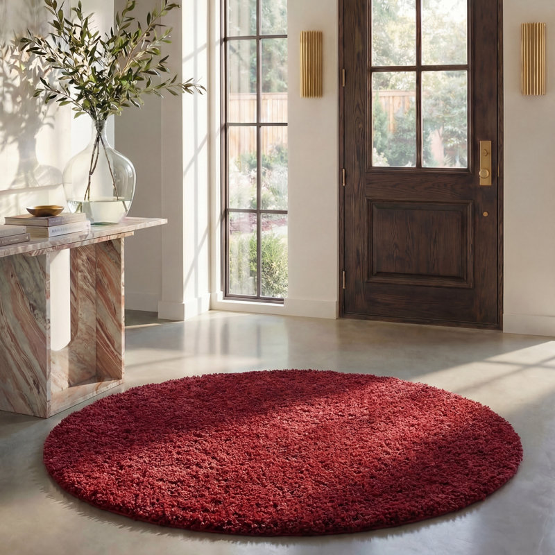 Jiang Burgundy Area Rug, Round 6'7"