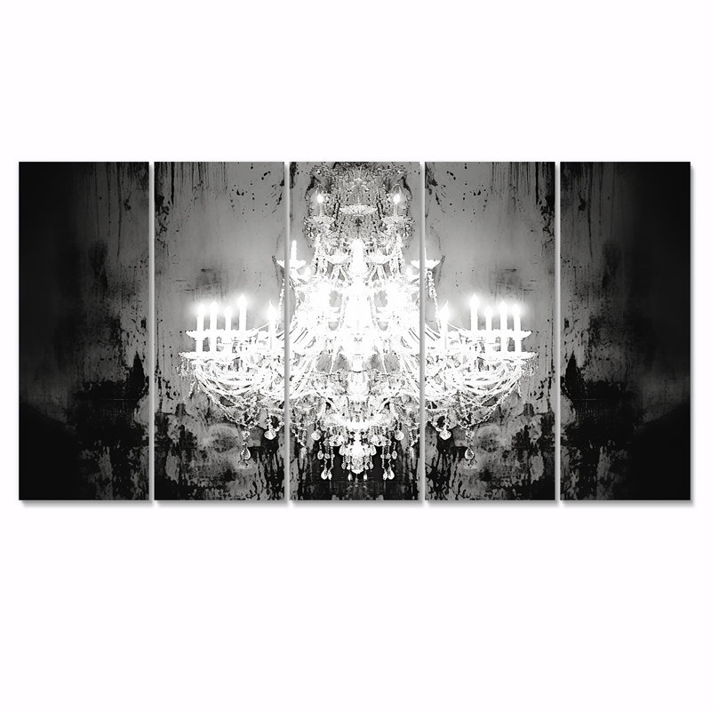 Elea - Ensemble d'art mural lustre glamour, 5 pièces, H 32 po x l 80 po