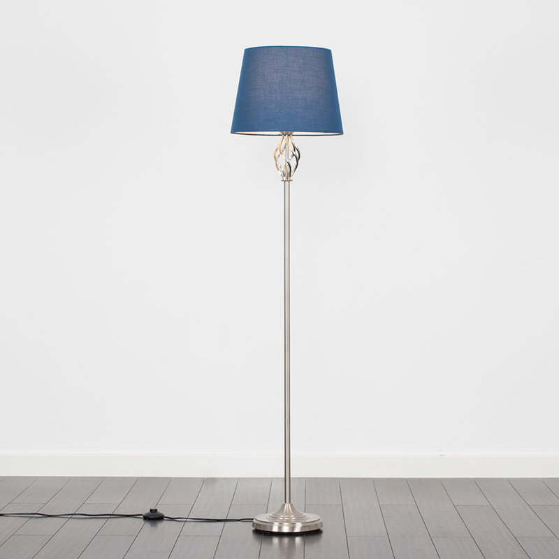 Tegan 151cm Traditional Floor Lamp, Grey, Brushed Chrome, Included