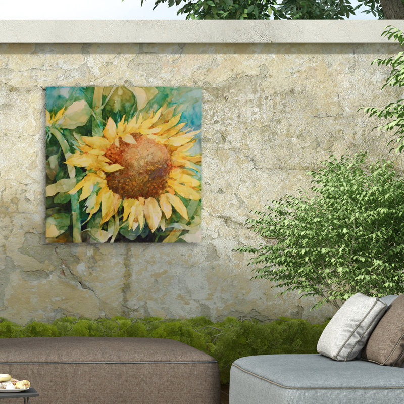 Toile d'extérieur Barnes Annelein Beukenkamp «Sunflower Centered», H 18 po x l 18 po x P 1,5 po