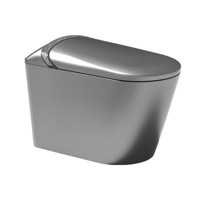 Modern Smart Toilet With Starry Night And Built - In Bidet, Bathroom Use, Auto Lid Open/Close, Foot Sensor Function, Led Display, Warm Water Washing, Matte Grey Side Touch Activation Bidet For