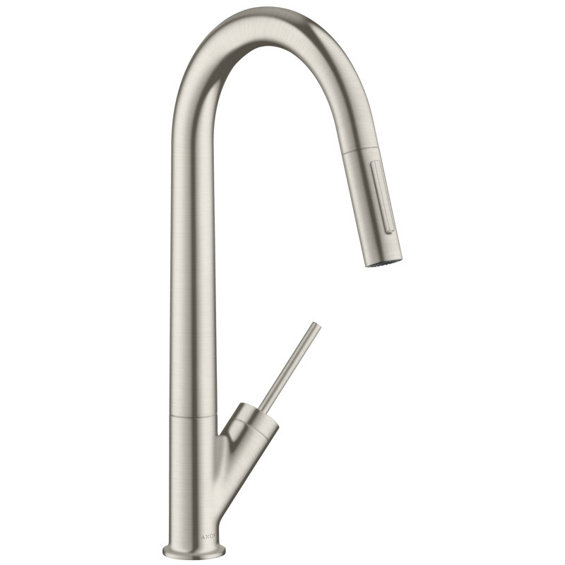 AXOR Starck Pull Down Single Handle Kitchen Faucet, Steel Optik