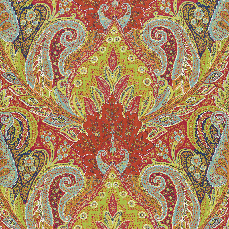 Cambay Paisley Print Fabric, Parrot