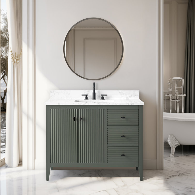 42'' Single Bathroom Vanity with Engineered Marble Top