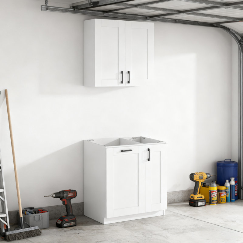 Ensemble de 2 armoires de rangement pour garage blanches