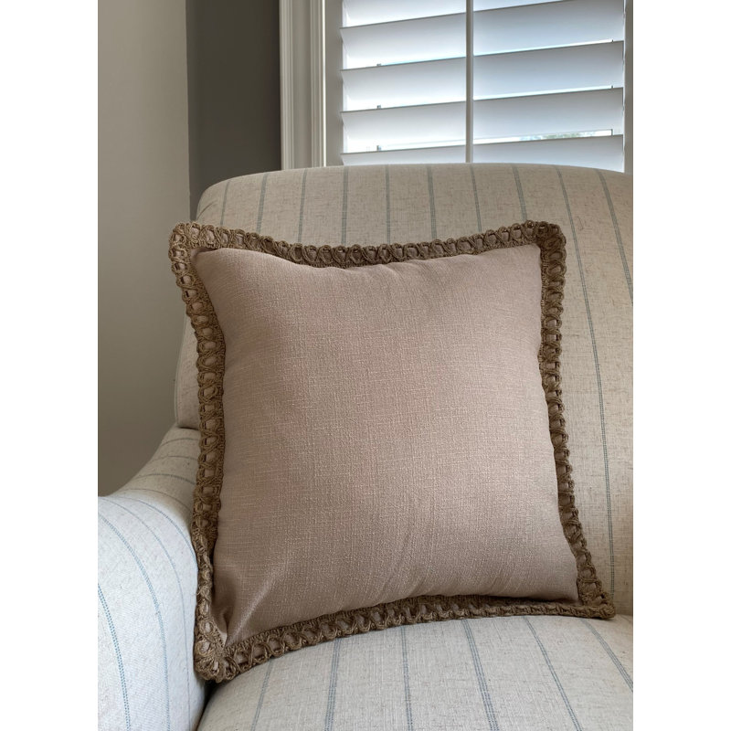 Coussin en jute avec insert ivoire, Beige
