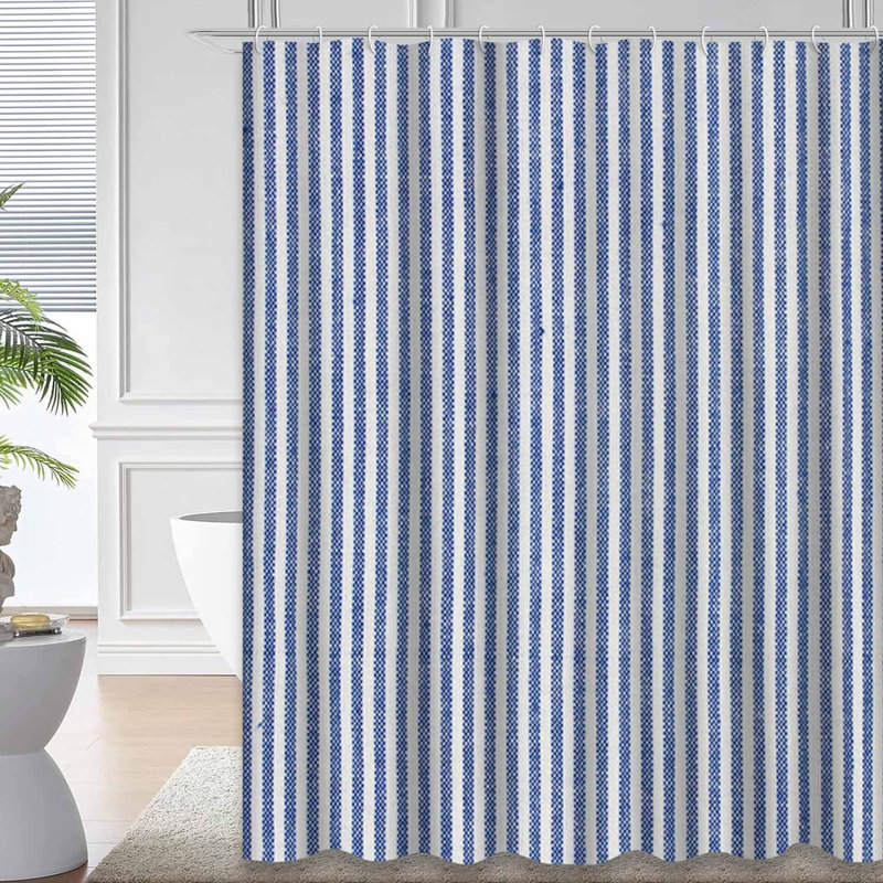 Rideau de douche en tissu bleu à 12 crochets avec nappe bleue, L 72 po x l 84 po