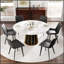 Table de salle à manger moderne en pierre artificielle avec base en fer, six places, durable et élégante pour toute maison-130446359