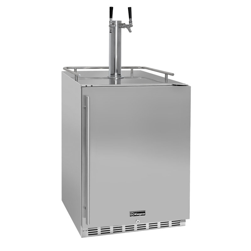 Kegco 24" Wide Outdoor Dual Tap All Stainless Steel Built-In Kegerator with Kit, Right