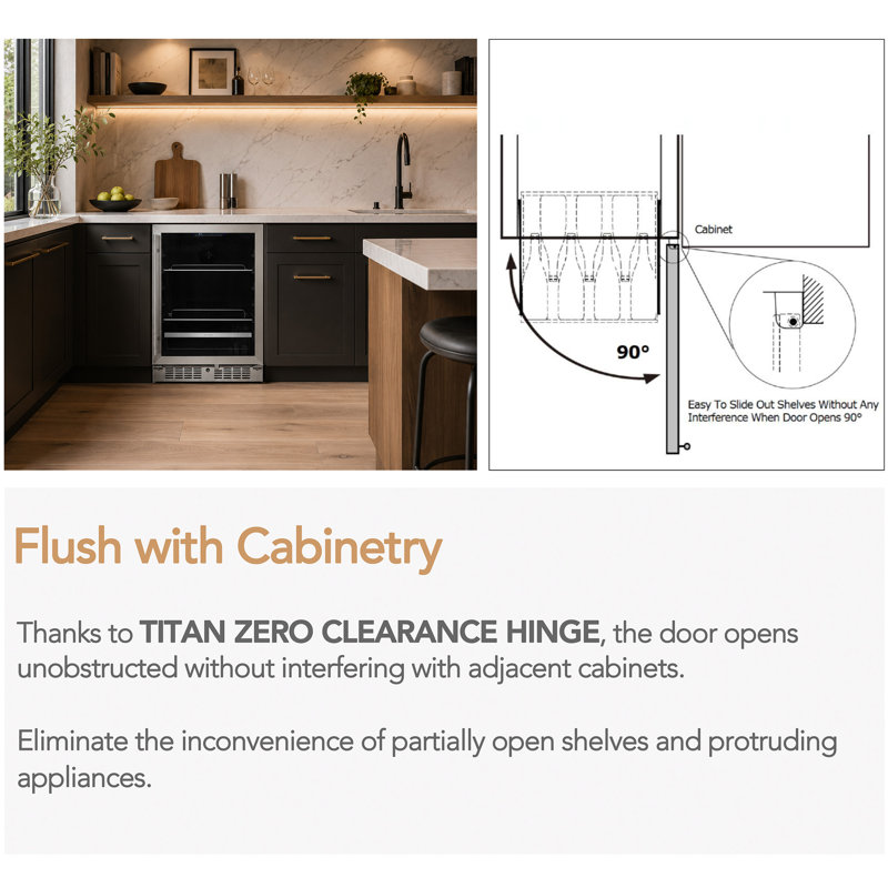 Signature 24 in. 84 Can and 13 Bottle Stainless Steel Single Door Single Zone Built-In Wine Refrigerators, Right