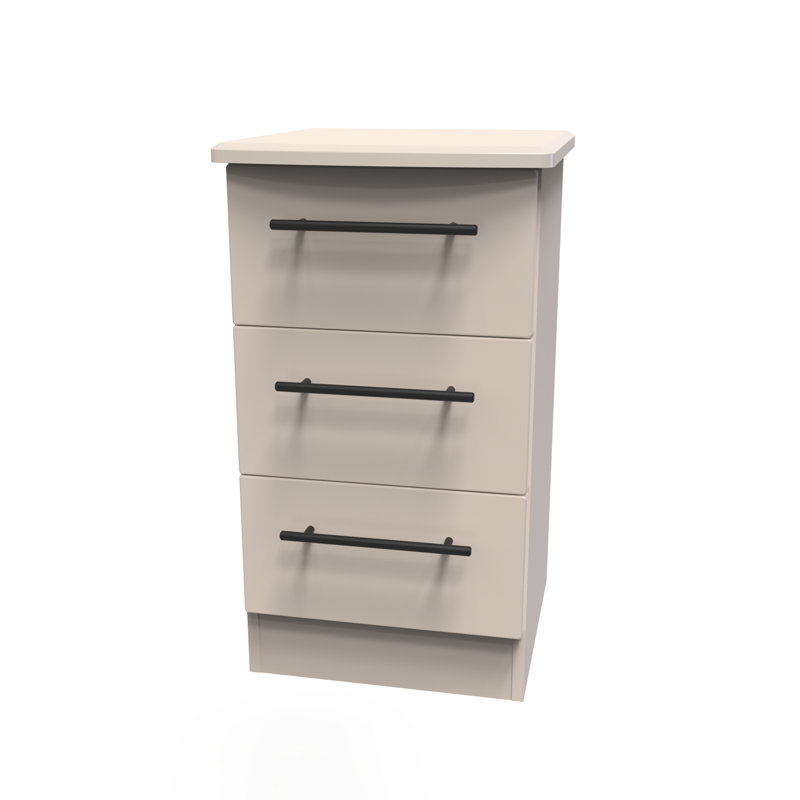 Fully Assembled Lordahl 3 DrawerÂ Bedside Table, Beige