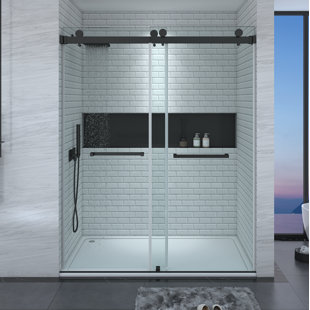 46"-48" W * 76" H Tempered Glass Double Sliding Shower Door 10mm