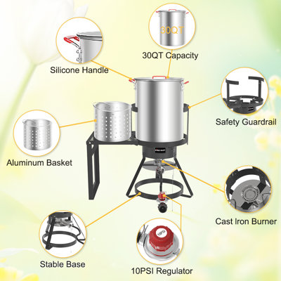 Propane 30QT Turkey Fryer with Side Shelf