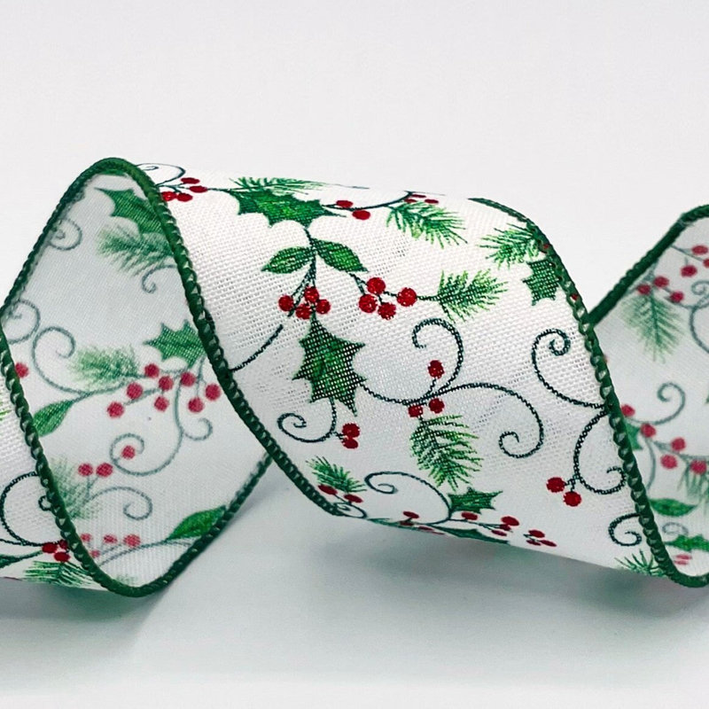 1,5 "X50YDS Décorer avec un ruban câblé Holly, H 0,1 po x l 90 po x P 1,5 po