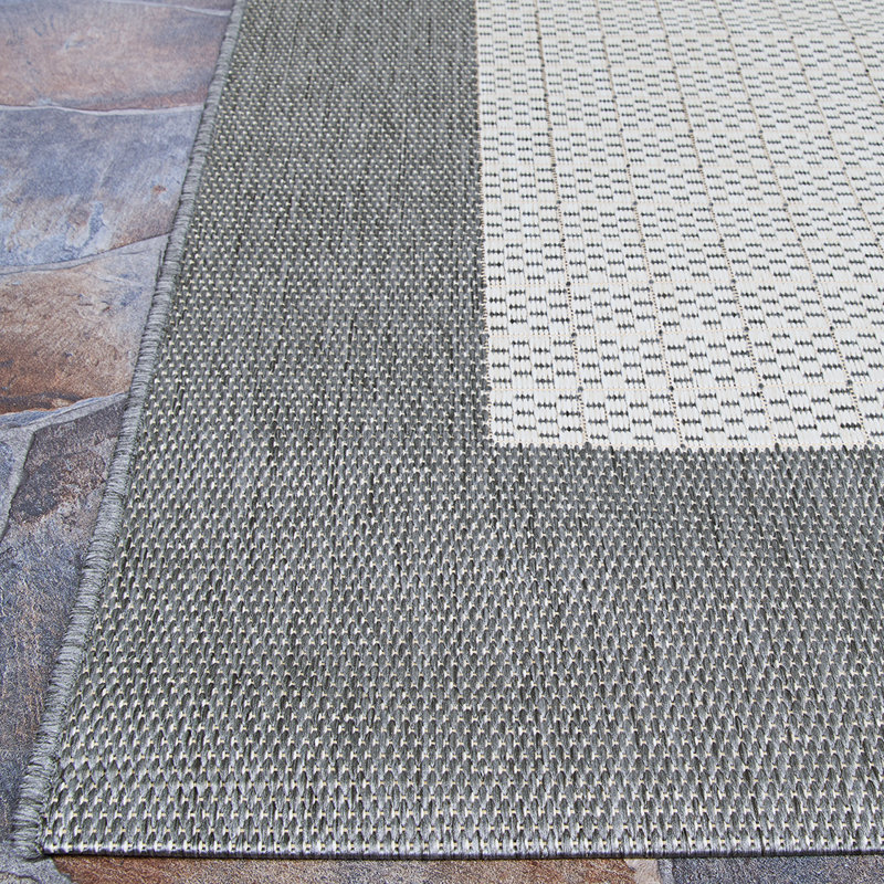 Tapis intérieur / extérieur gris Sania, Rectangle 2 pi x 3 pi 7 po