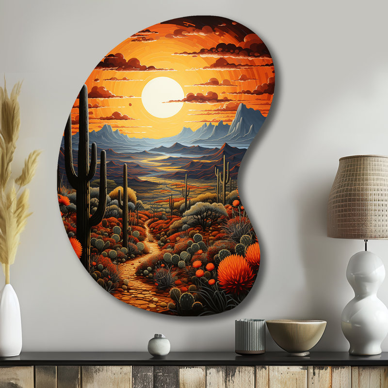 Marynel - art mural en métal cactus asymétrique, sculpture murale en métal de forme unique, H 39 po x l 28 po
