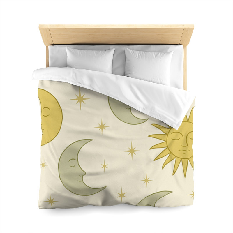 Microfiber Duvet Cover Boho Style, Design 53, Queen Duvet Cover, White