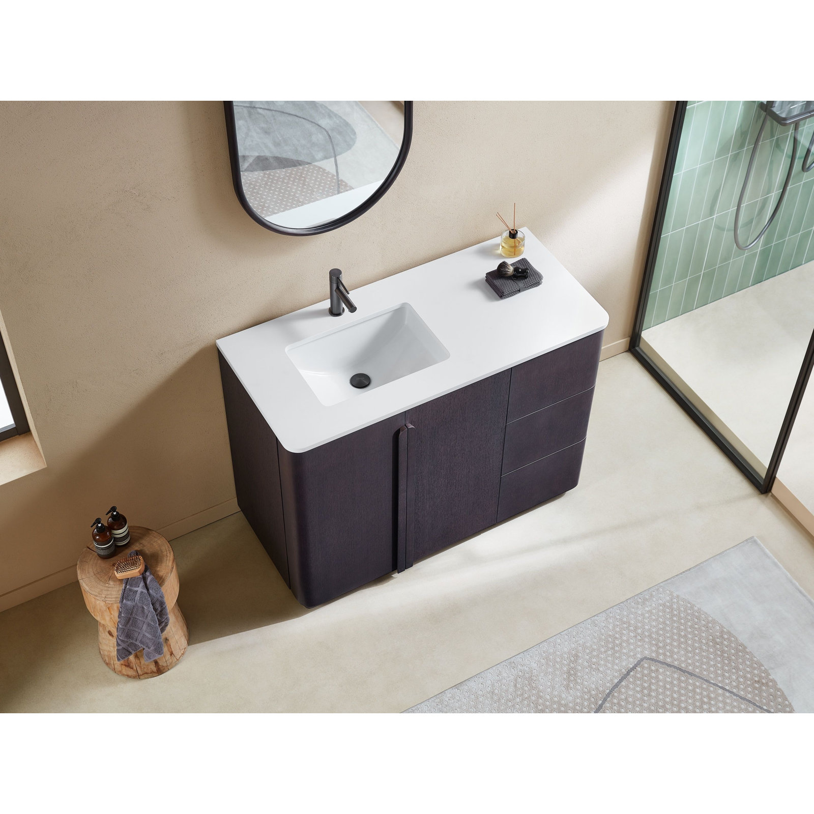 Greely 48" Oak Single Bathroom Vanity, Espresso Oak