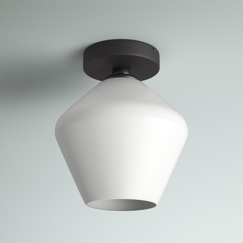Plafonnier encastré à 1 lumière 7,9 po Sullivan Street, Noir, Blanc, H 9,4 po x l 7,9 po x P 7,9 po