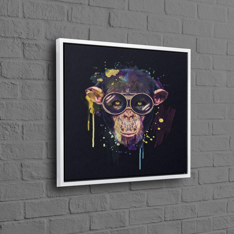 Personalized Wise Monkey Canvas Art Print Ideal For Kitchen Decor and Unique Gift For Mom, White Floater Framed