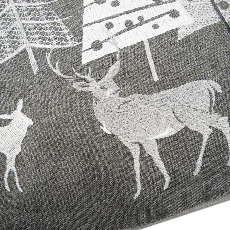 Embroidered Pillow Cover, Gray/White