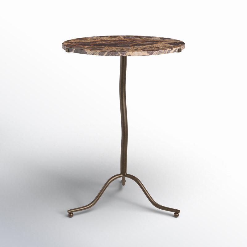 SOPHIE Marble End Table, Brown Top/Brown Base