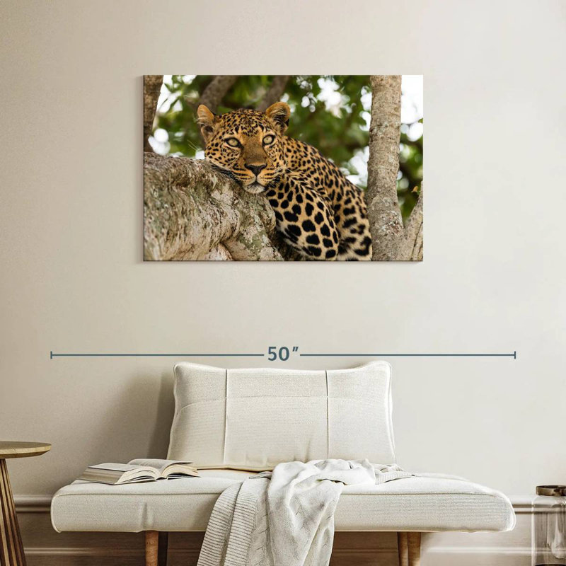 Brampt Leopard On Tree Trunk, 24" H x 36" W
