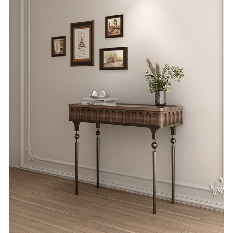 39.37" Brown Rectangular Solid Wood Console Table