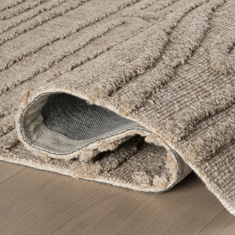 Cyrene Abstract Bohemian Wool Area Rug, Beige, Rectangle 7'6" x 9'6"