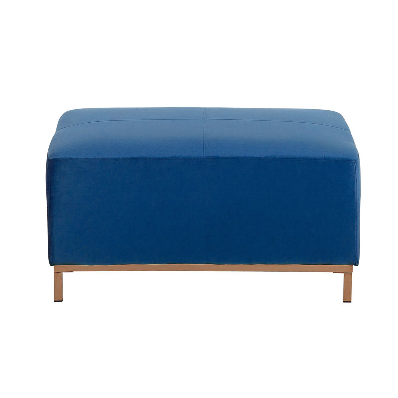 Frances 95cm Wide Velvet Rectangle Footstool Ottoman, Blue, Gold